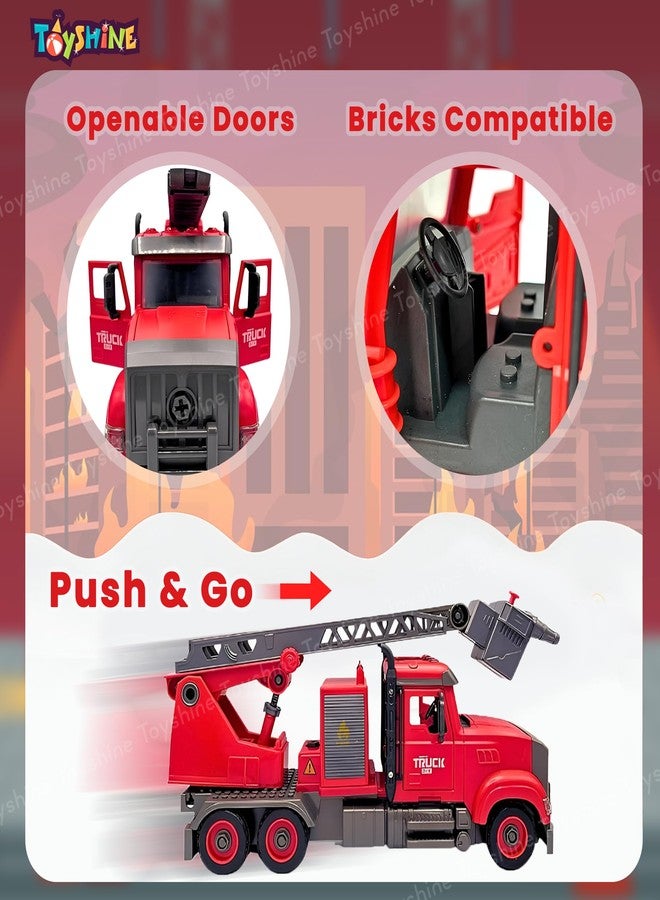 Toyshine DIY Fire Truck Toy inbuilt with Detachable Parts| Friction Powered | Water Sprinkler | 360° Rotateable Ladder | Music and Lights Imaginative Firefighter Adventures Toys for Toddlers Age 3 + - Image 3